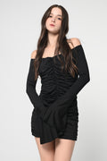 Black Ruched Bodycon Mini Dress