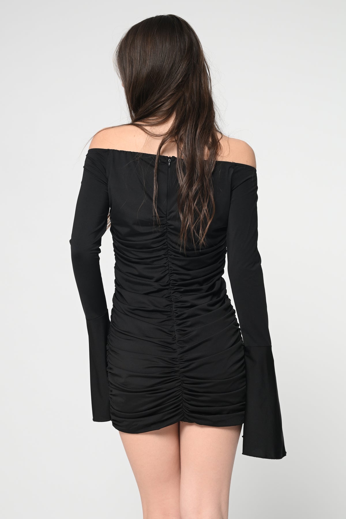 Black Ruched Bodycon Mini Dress