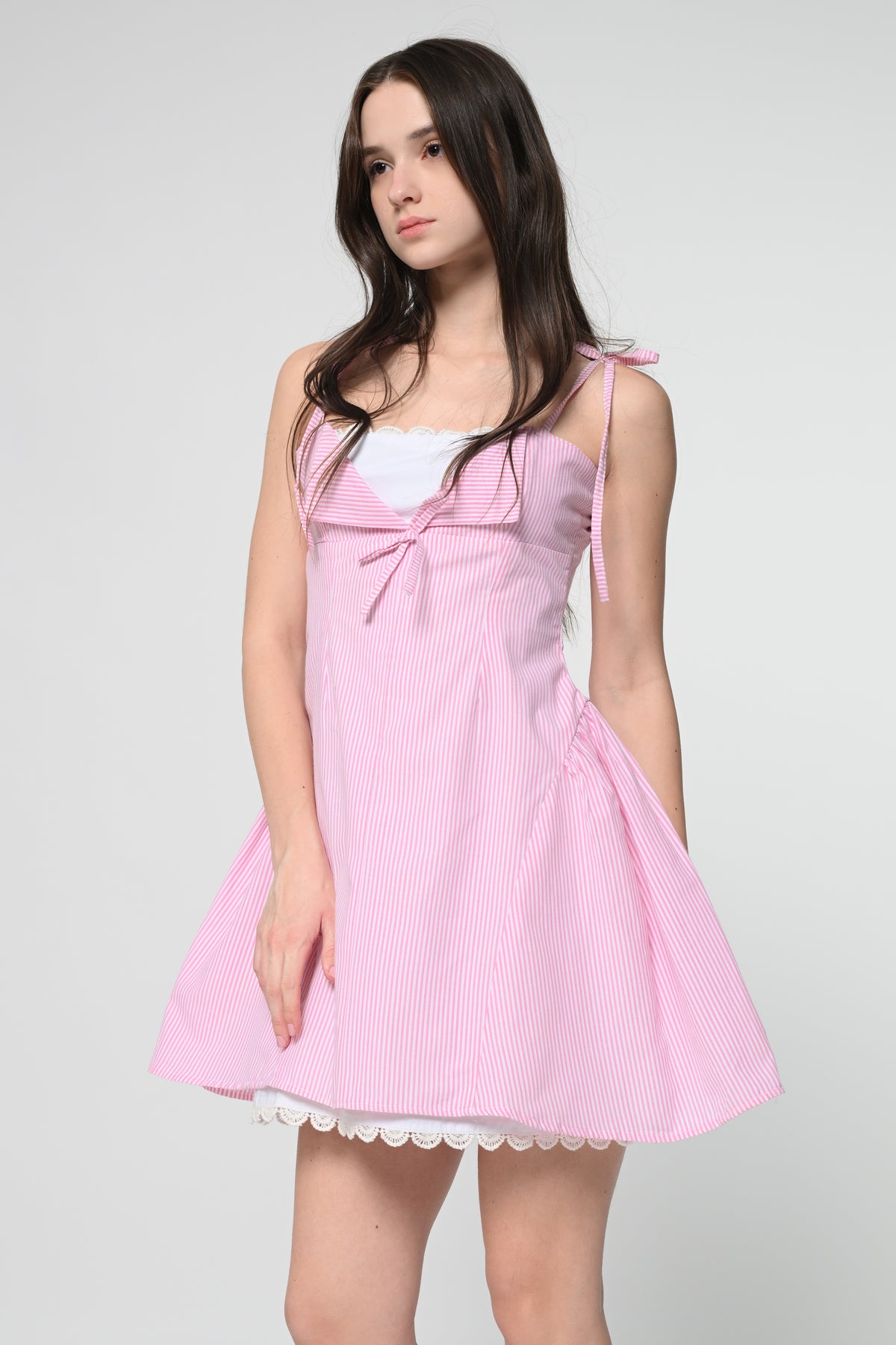 Pink Strappy Lace Dress