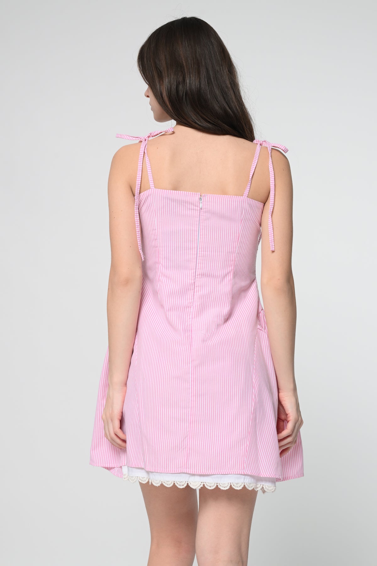 Pink Strappy Lace Dress