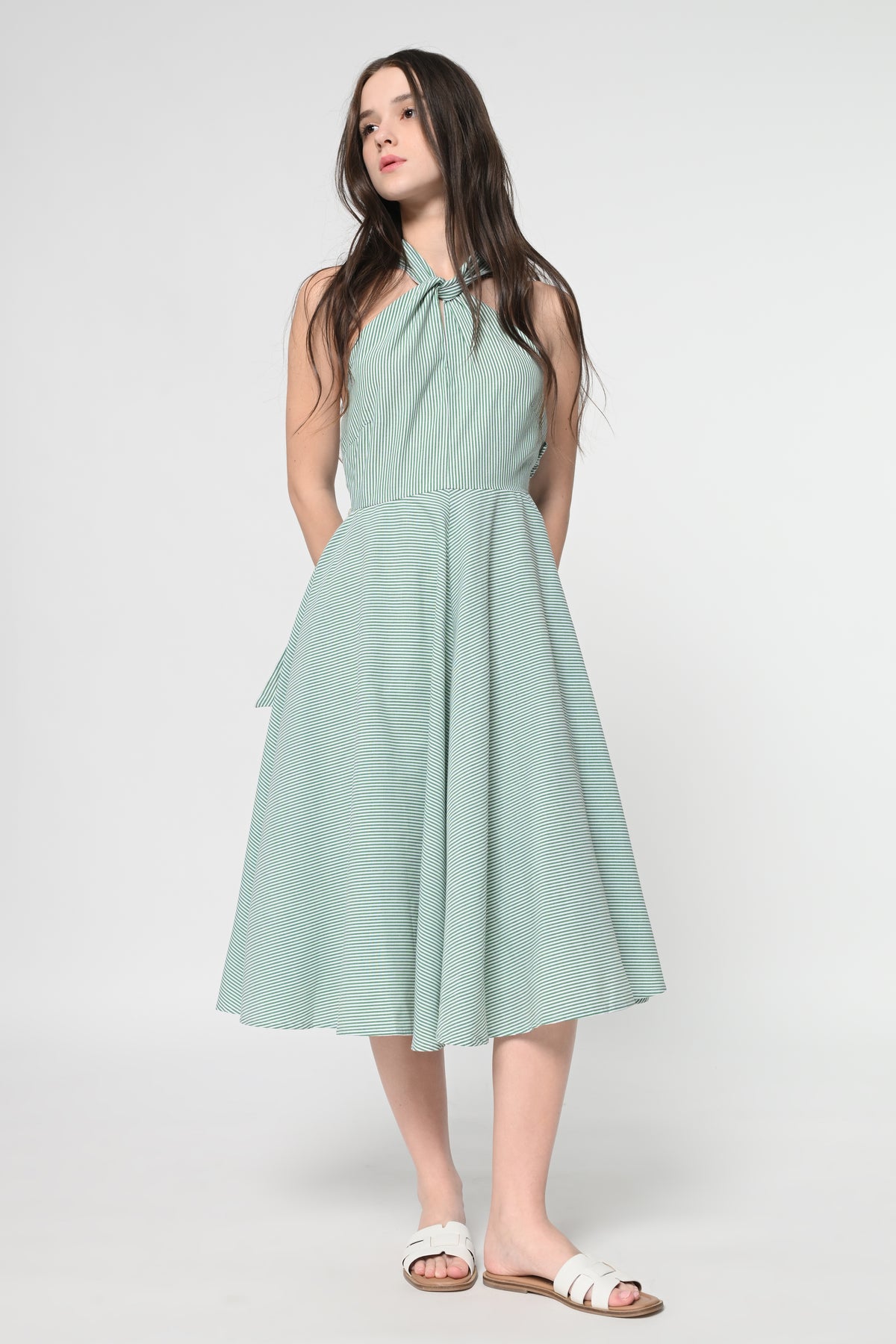Twisted Halter Neck Flare Dress