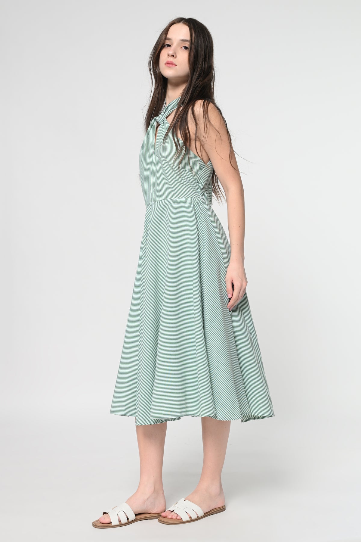 Twisted Halter Neck Flare Dress