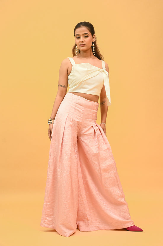 High-Waisted Peach Flare Trousers