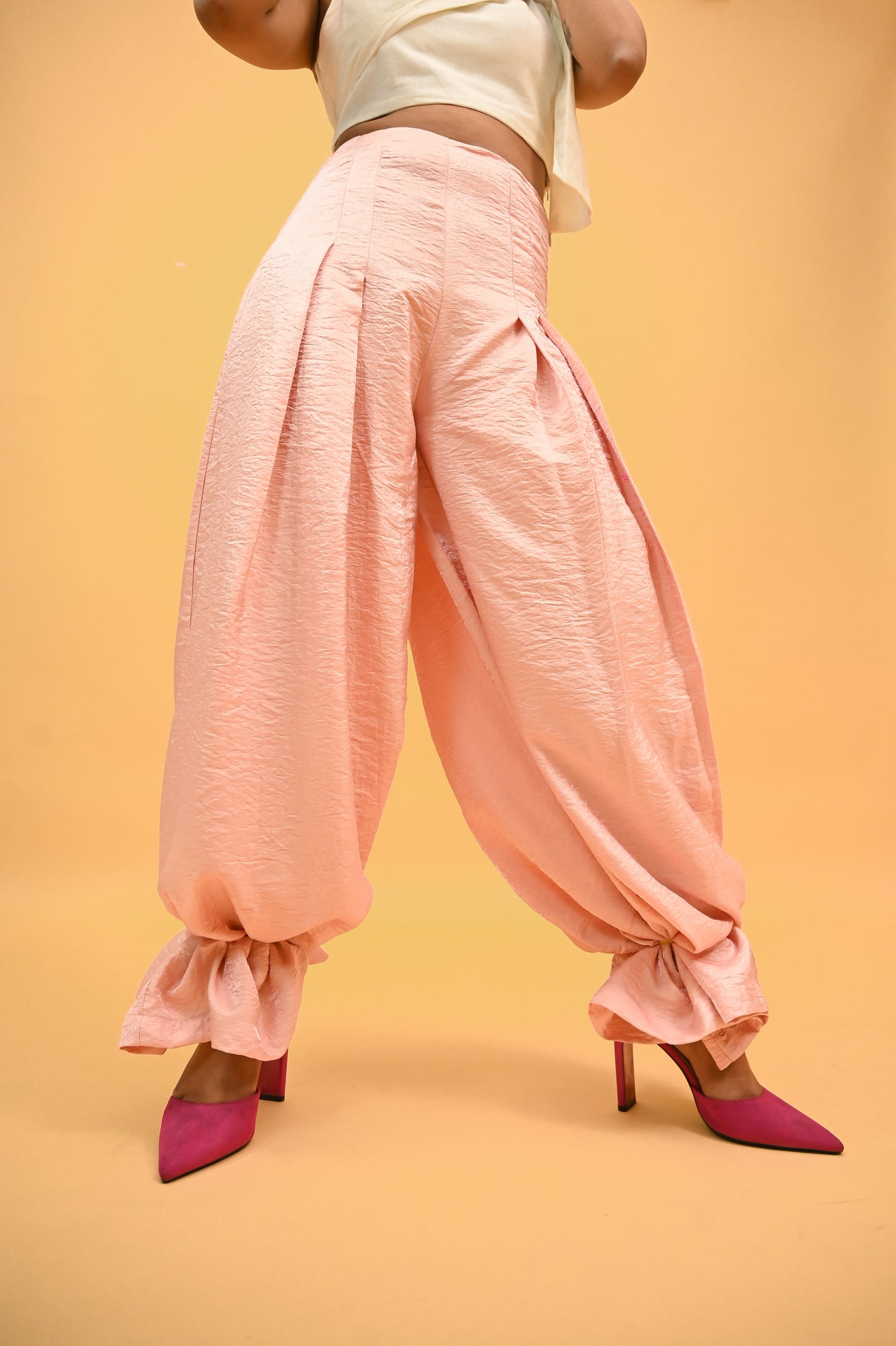 High-Waisted Peach Flare Trousers