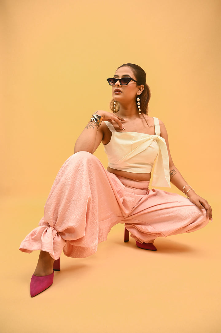 High-Waisted Peach Flare Trousers