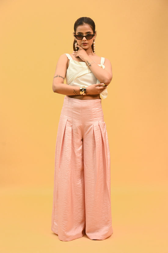High-Waisted Peach Flare Trousers