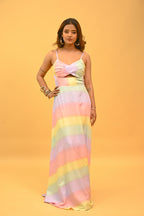 Pastel Prism Strappy Maxi Dress