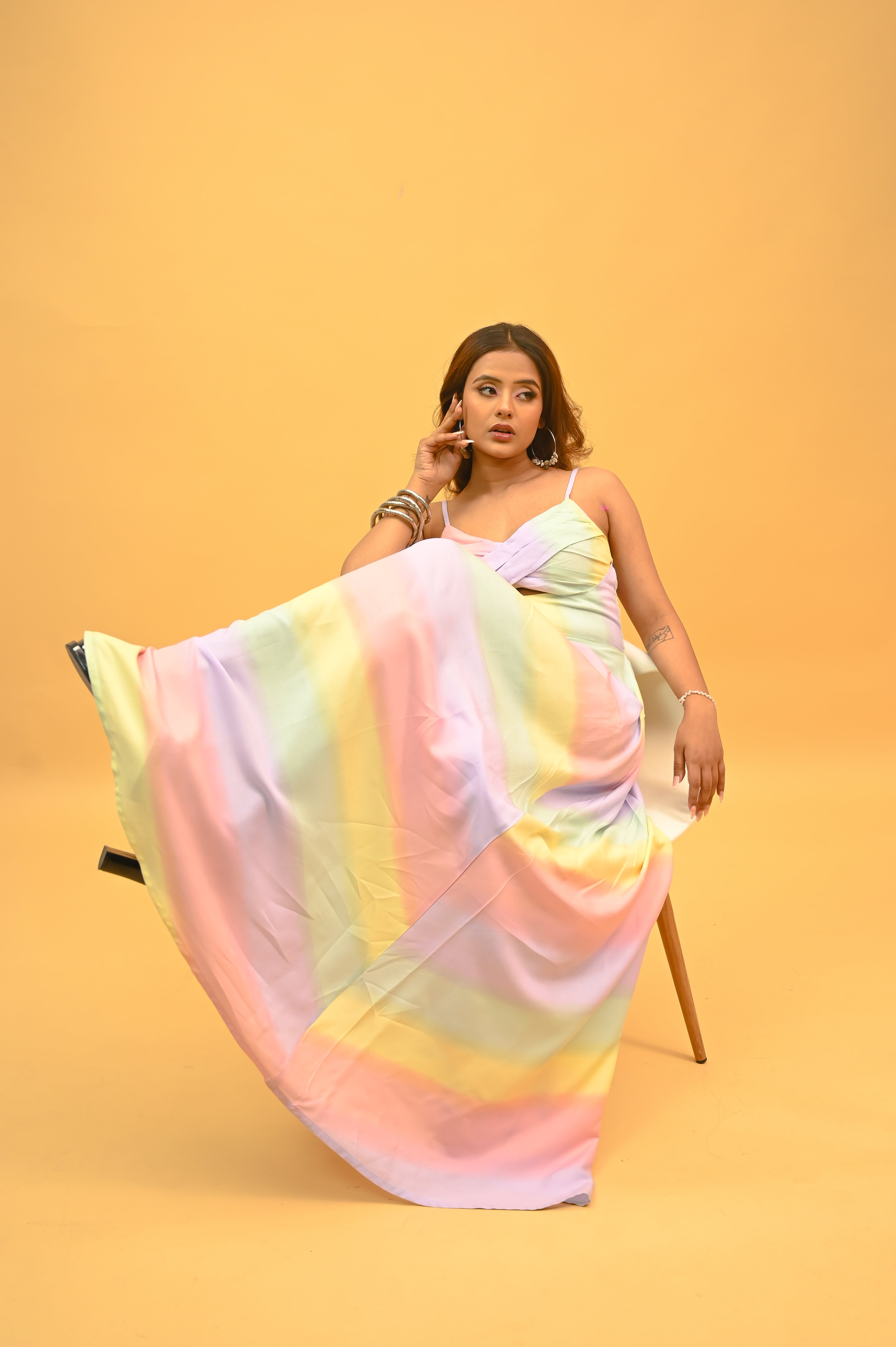 Pastel Prism Strappy Maxi Dress