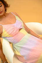 Pastel Prism Strappy Maxi Dress