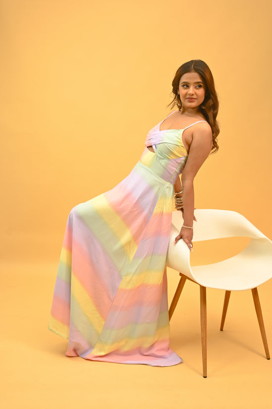 Pastel Prism Strappy Maxi Dress