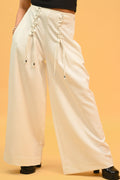 White Lace-Up Trousers