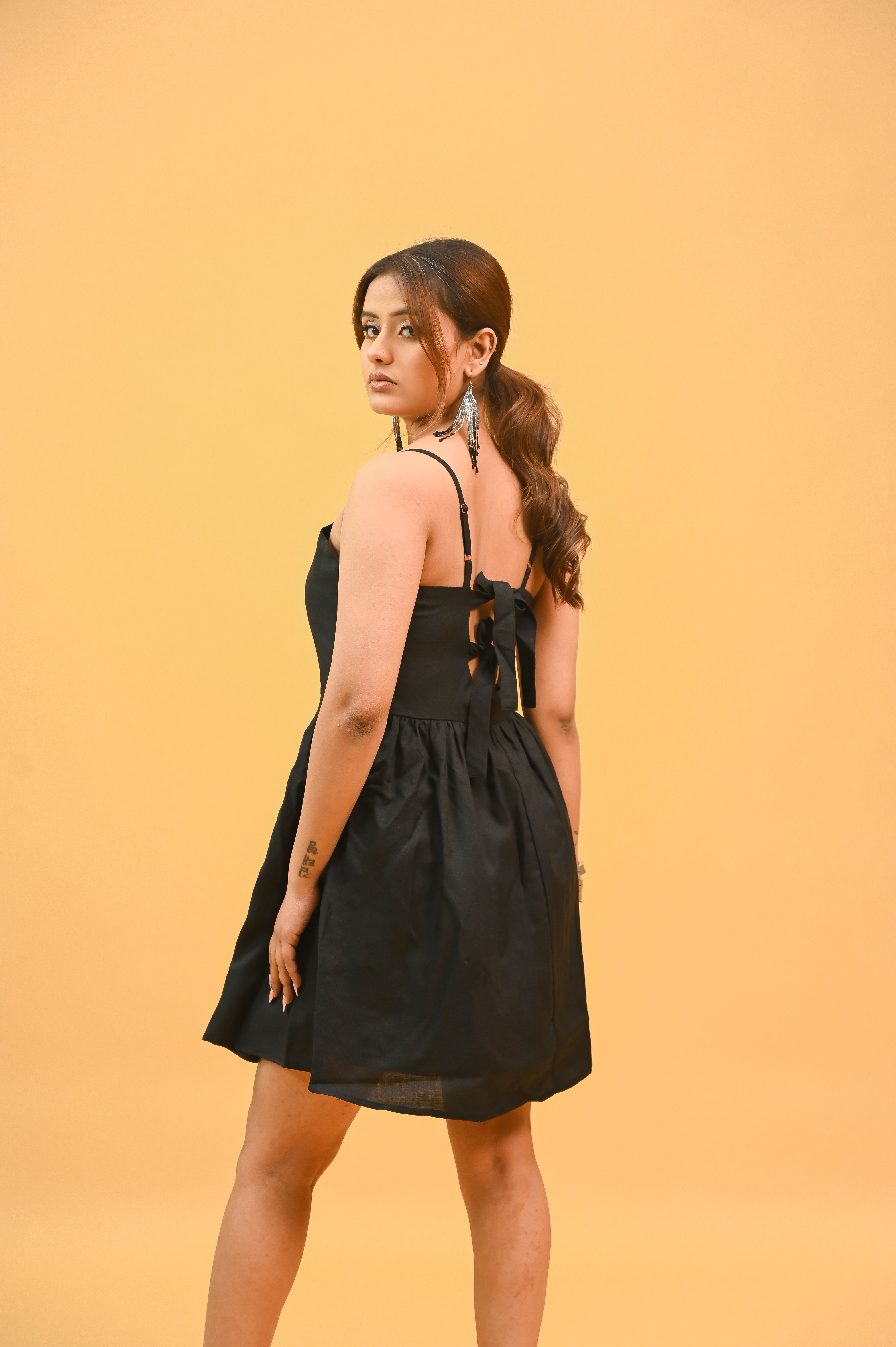 Black Mini Back Cut Out Dress