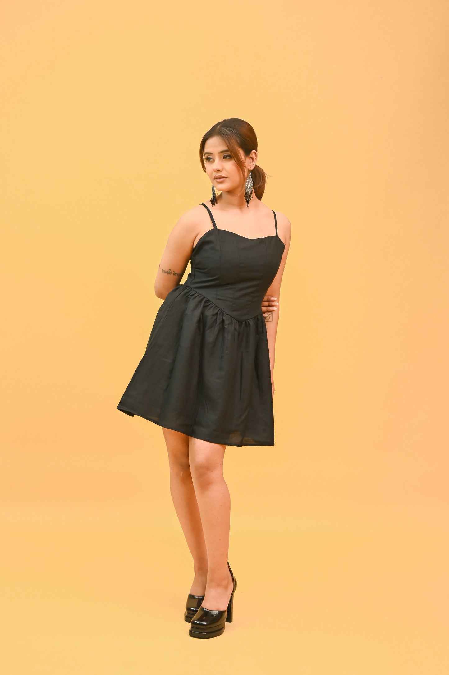 Black Mini Back Cut Out Dress