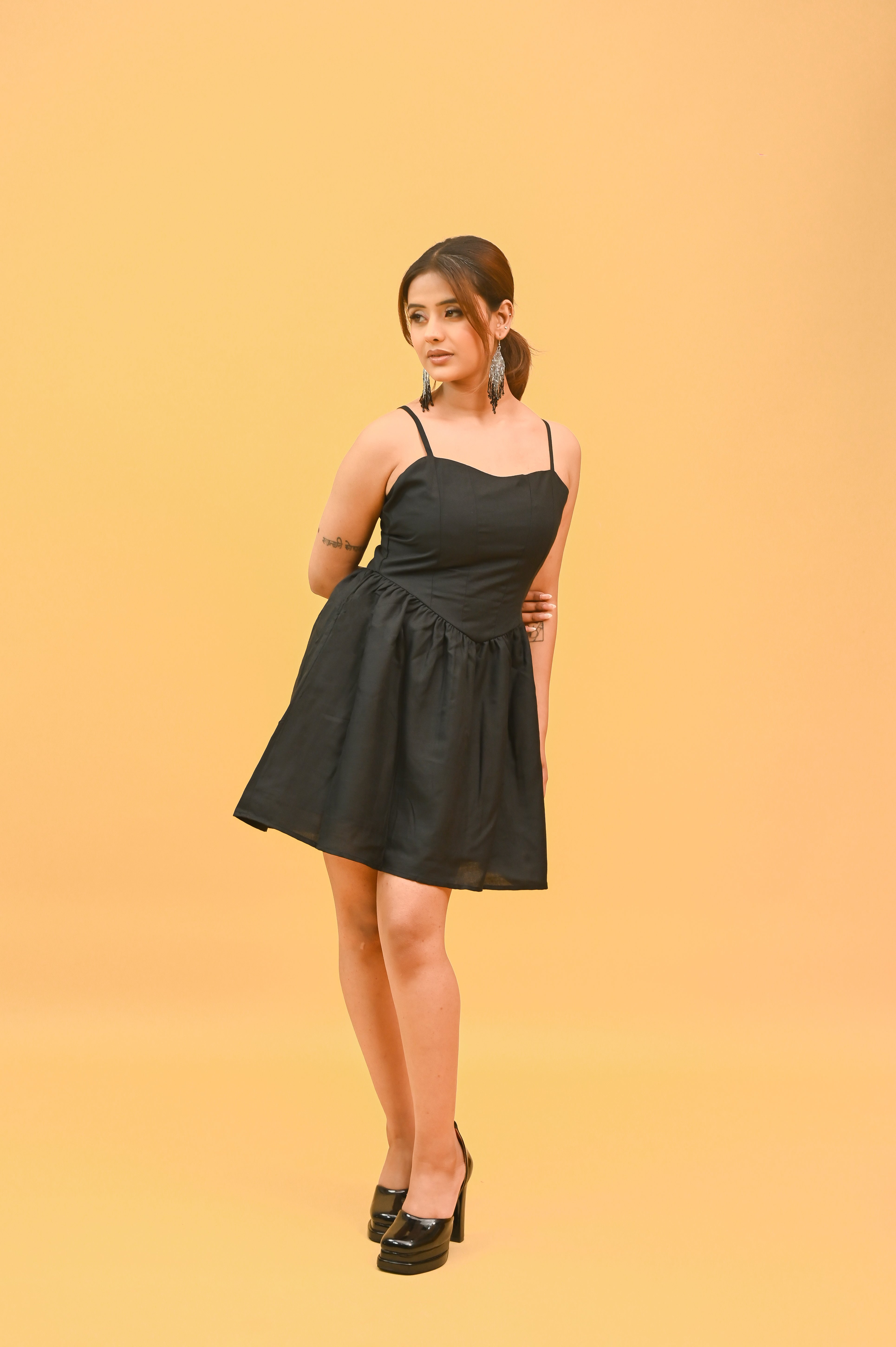 Black Mini Back Cut Out Dress