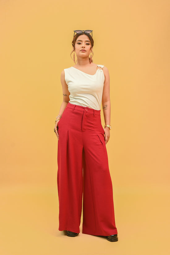 Maroon Front-Pleated Trousers