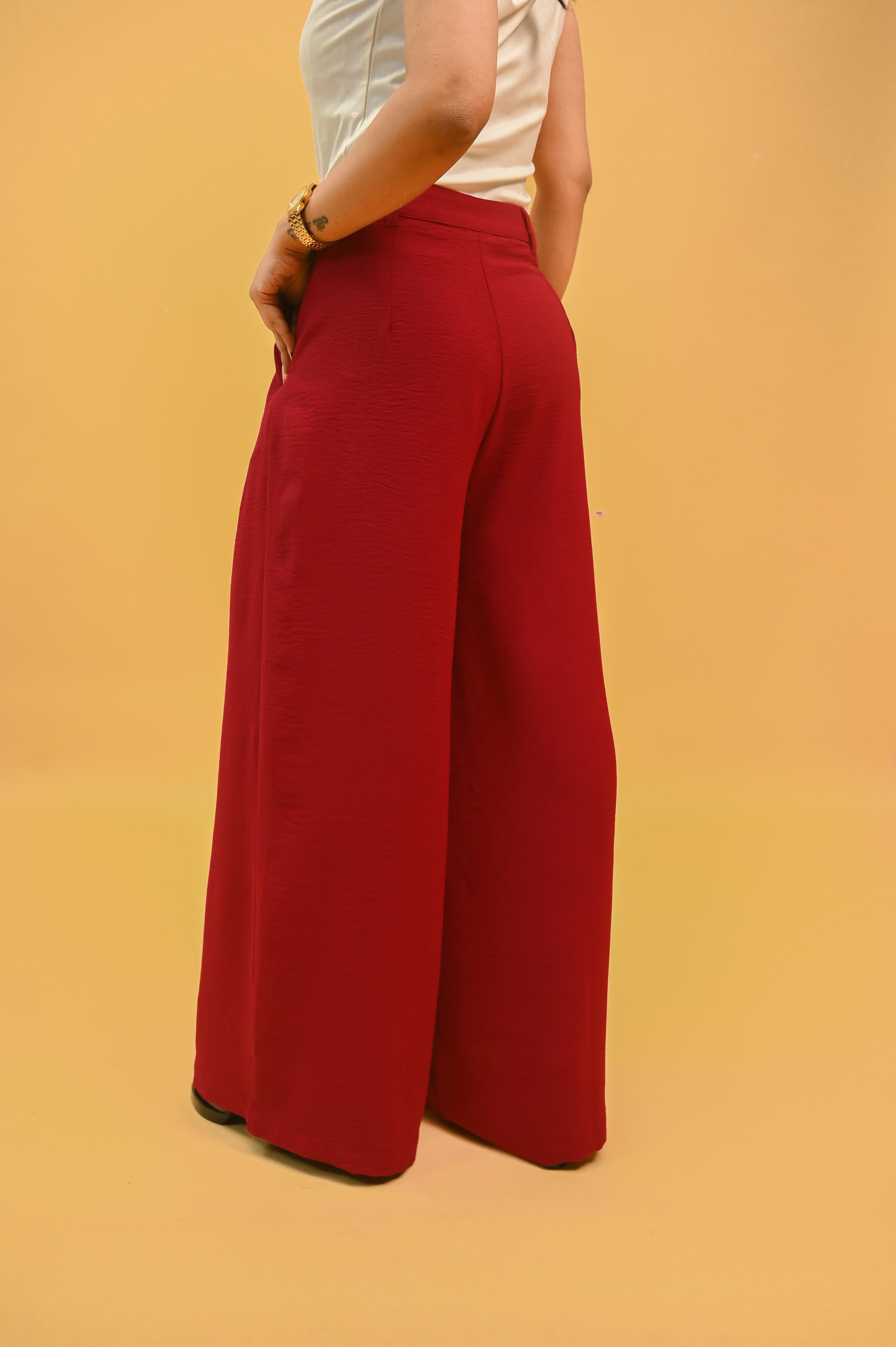 Maroon Front-Pleated Trousers