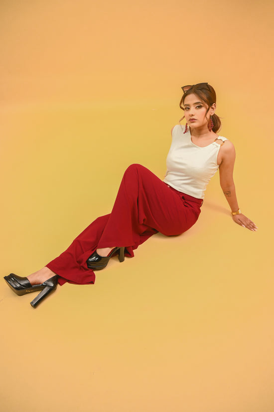 Maroon Front-Pleated Trousers