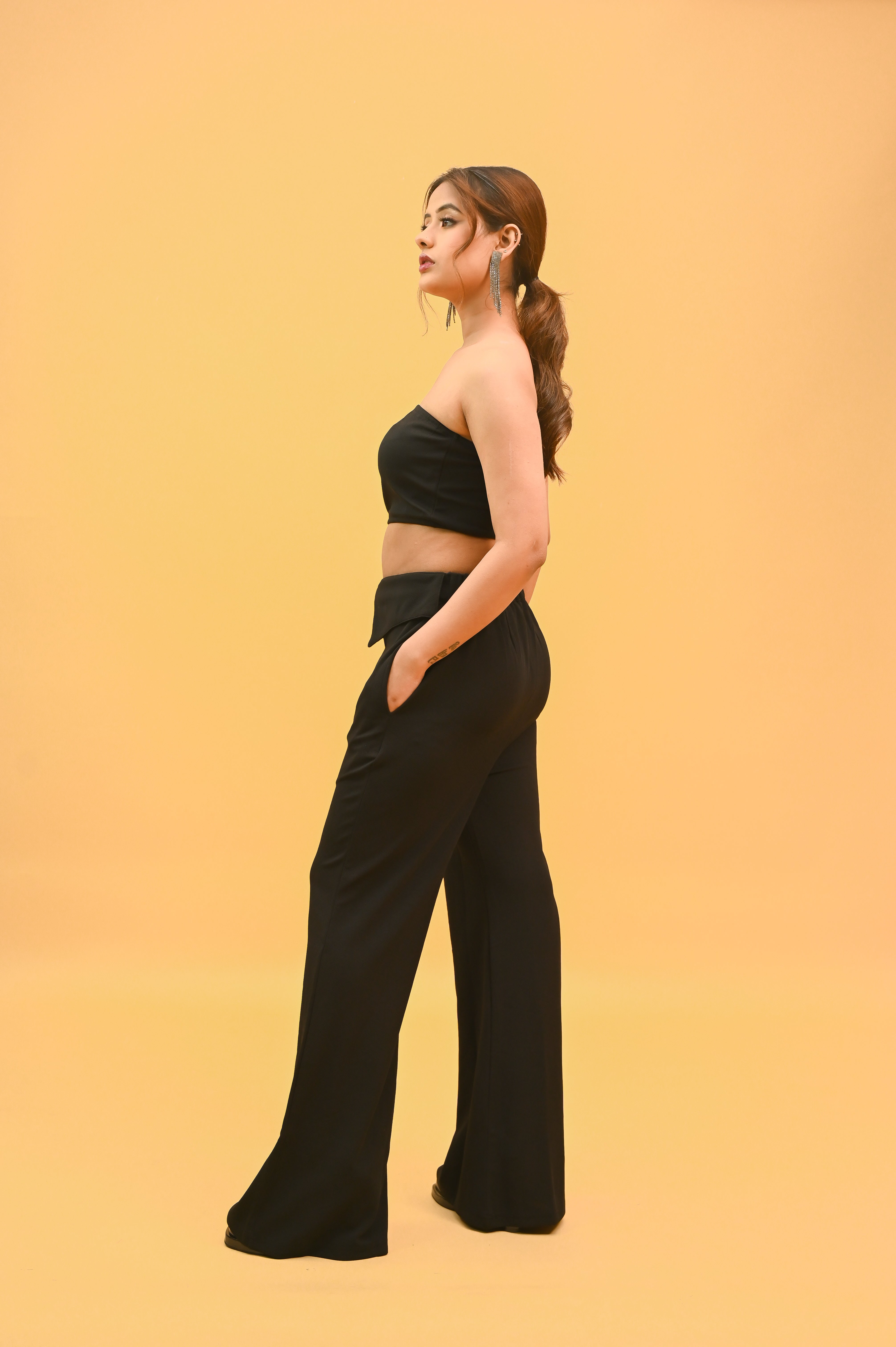 Black Tube With Pant Cord Set