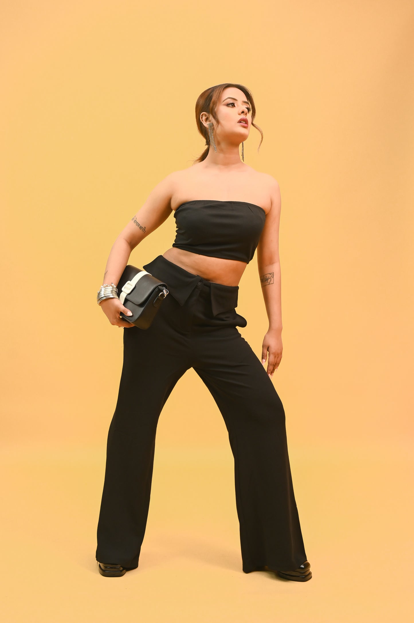 Black Tube With Pant Cord Set
