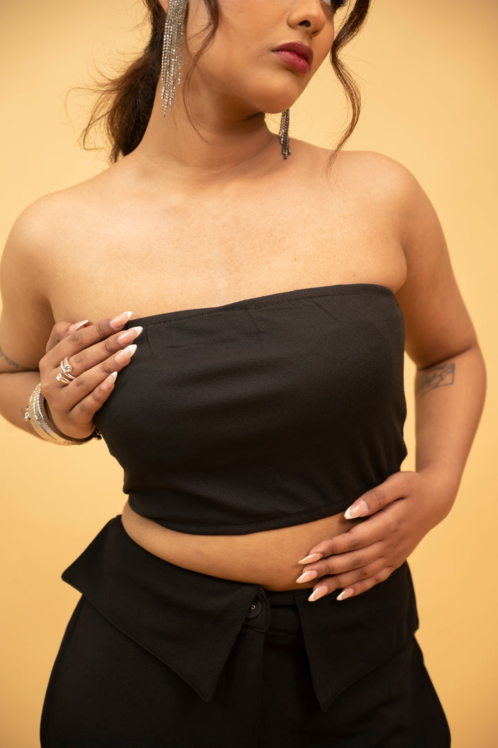 Black Tube With Pant Cord Set