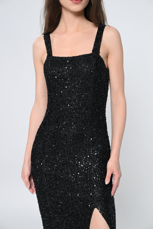 Noire Sequin High Slit Maxi Dress