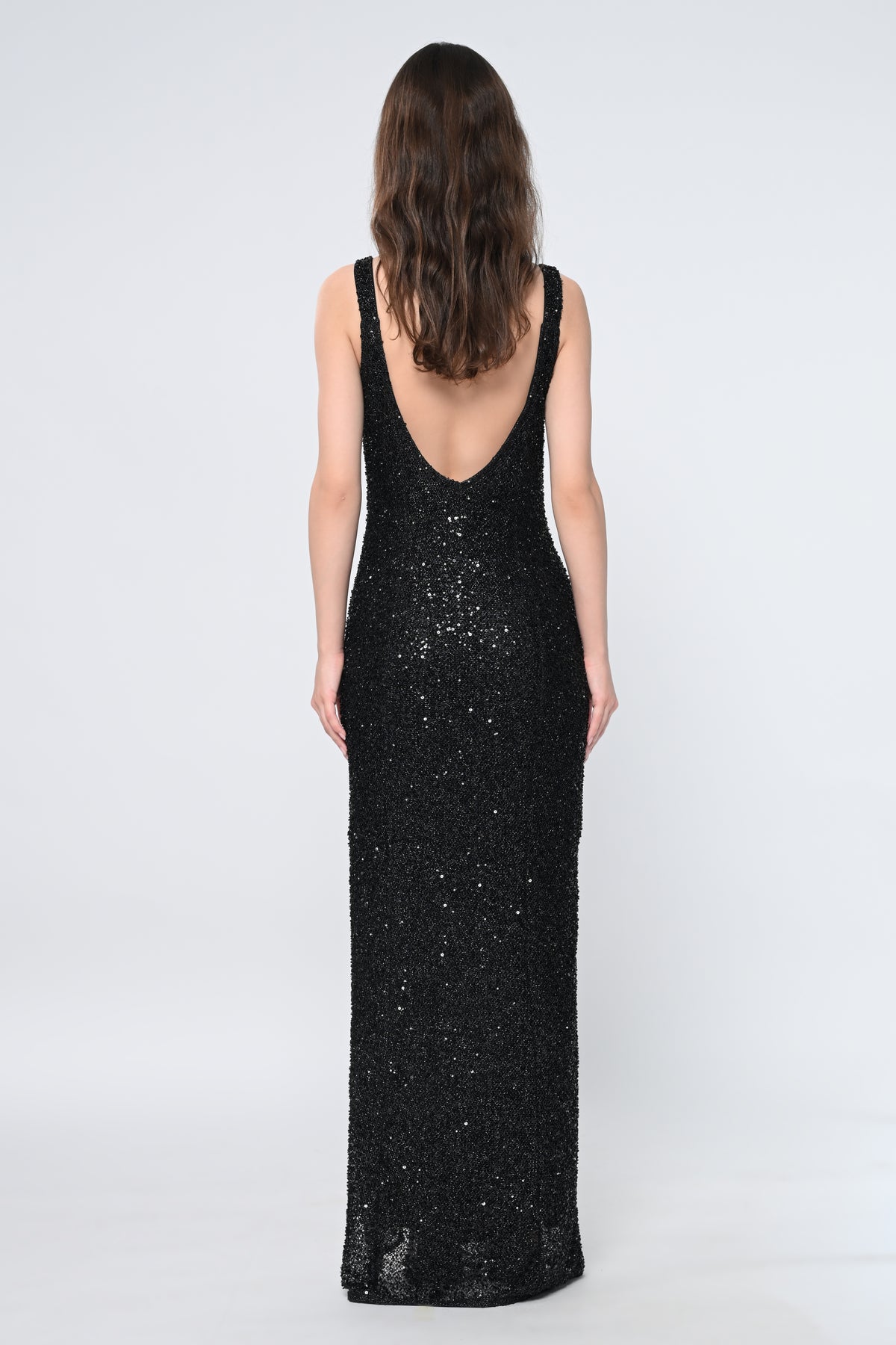 Noire Sequin High Slit Maxi Dress