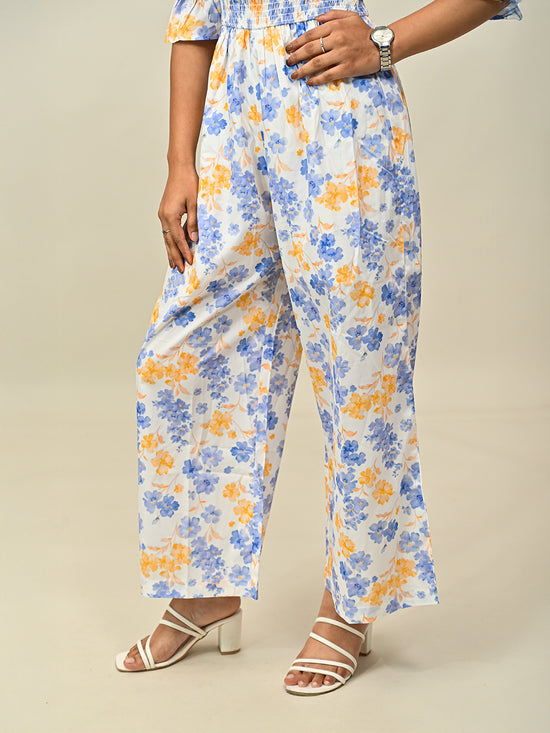 Blue Printed Jumpsuit