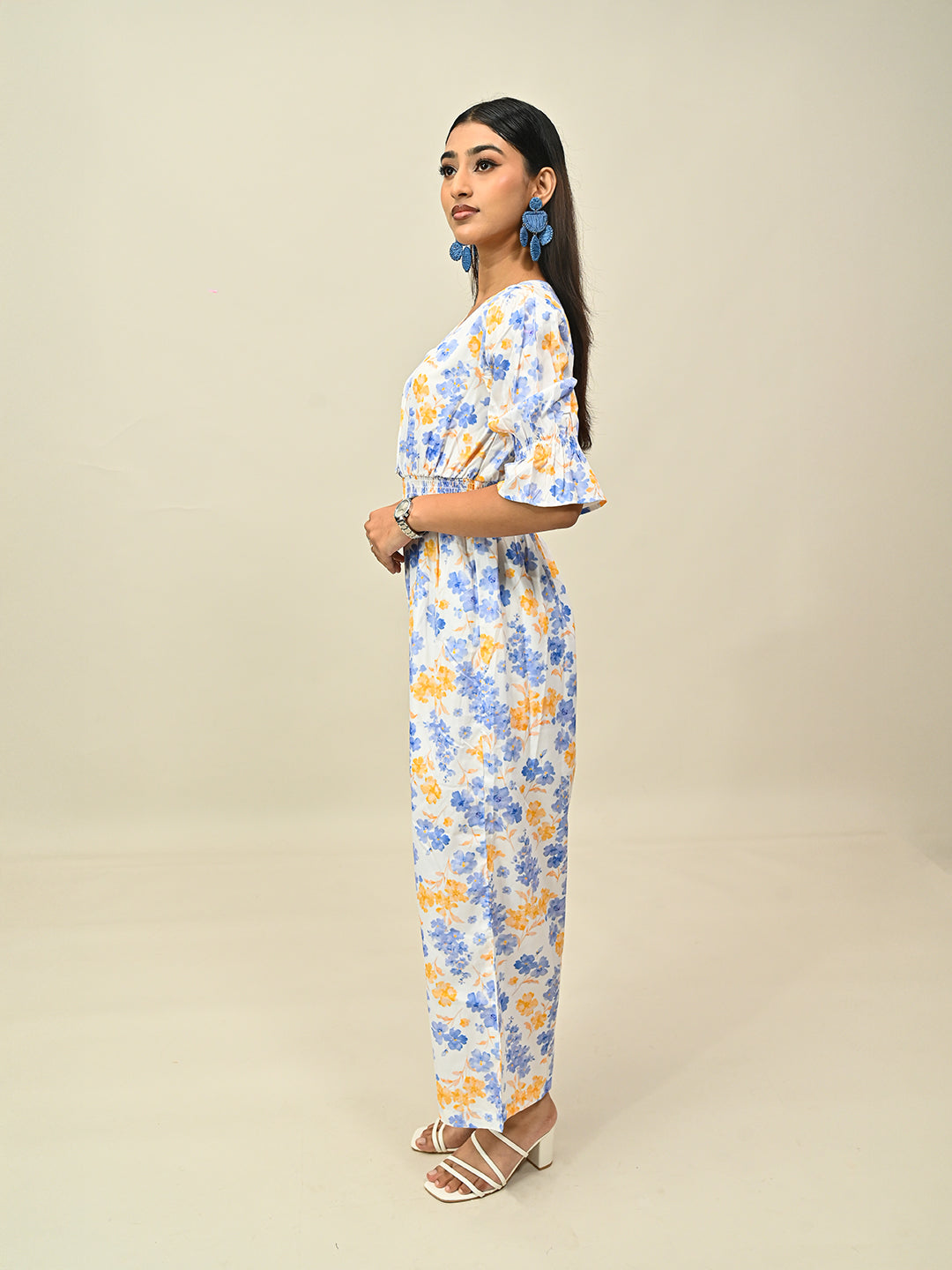 Blue Printed Jumpsuit