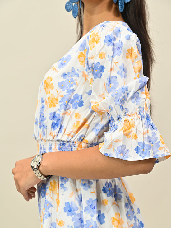 Blue Printed Jumpsuit
