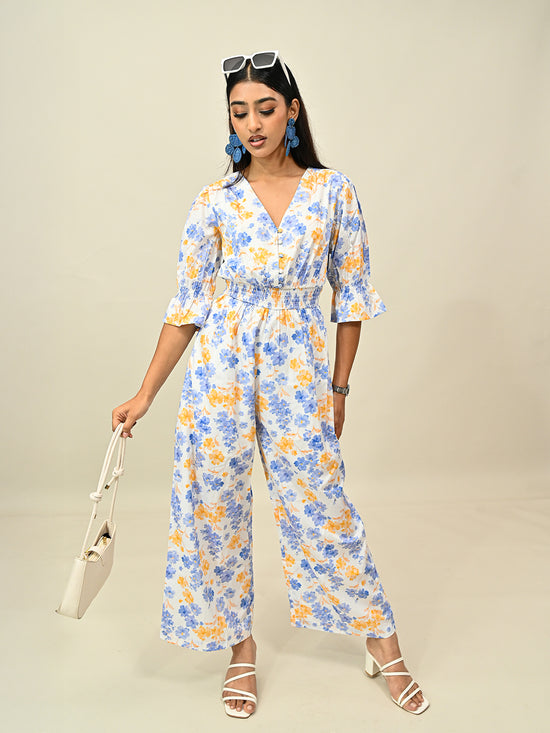 Blue Printed Jumpsuit