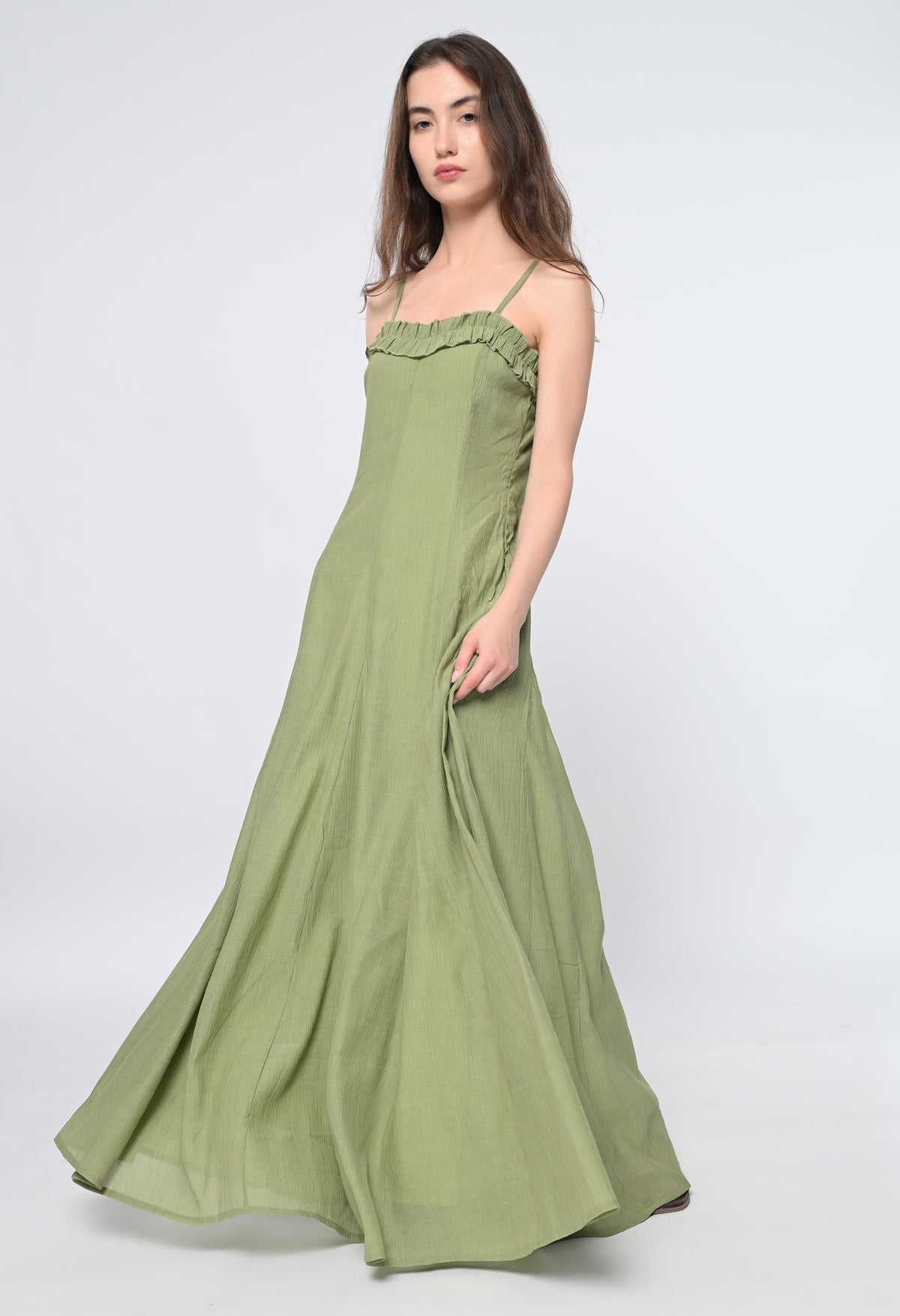 Sage Ruffle Maxi Dress