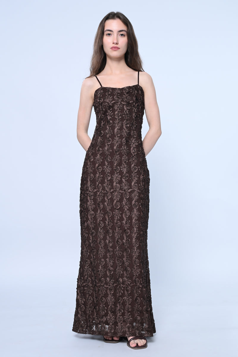 Chocolate Bloom Maxi Dress