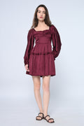 Maroon Tiered Ruffle Dress