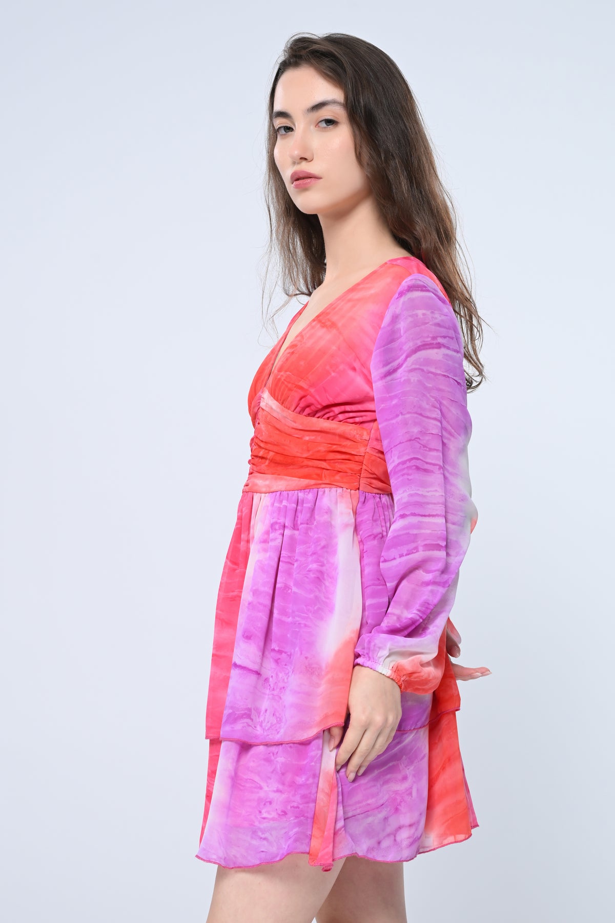 Sunset Tie-Dye Flared Dress