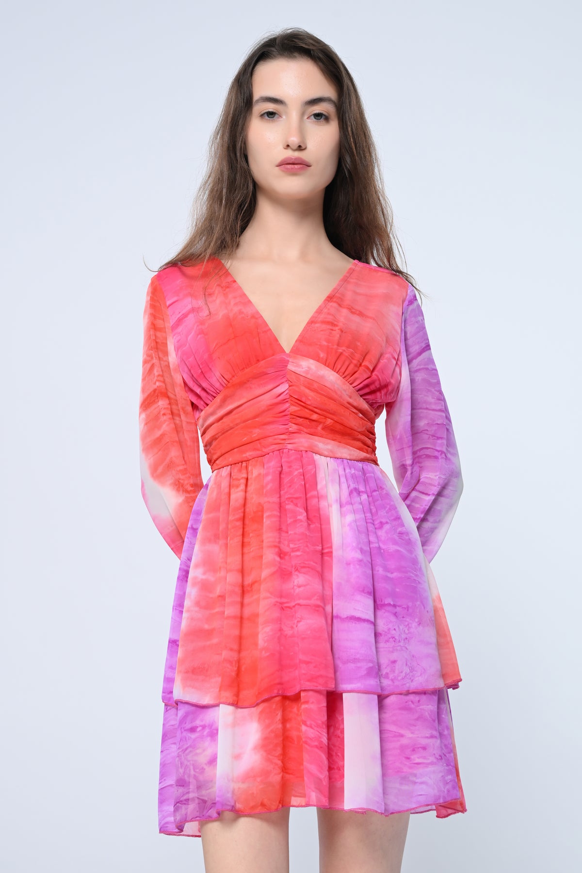 Sunset Tie-Dye Flared Dress