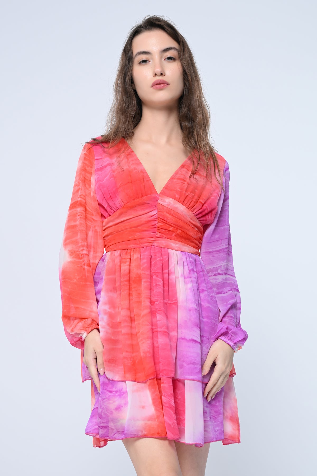 Sunset Tie-Dye Flared Dress