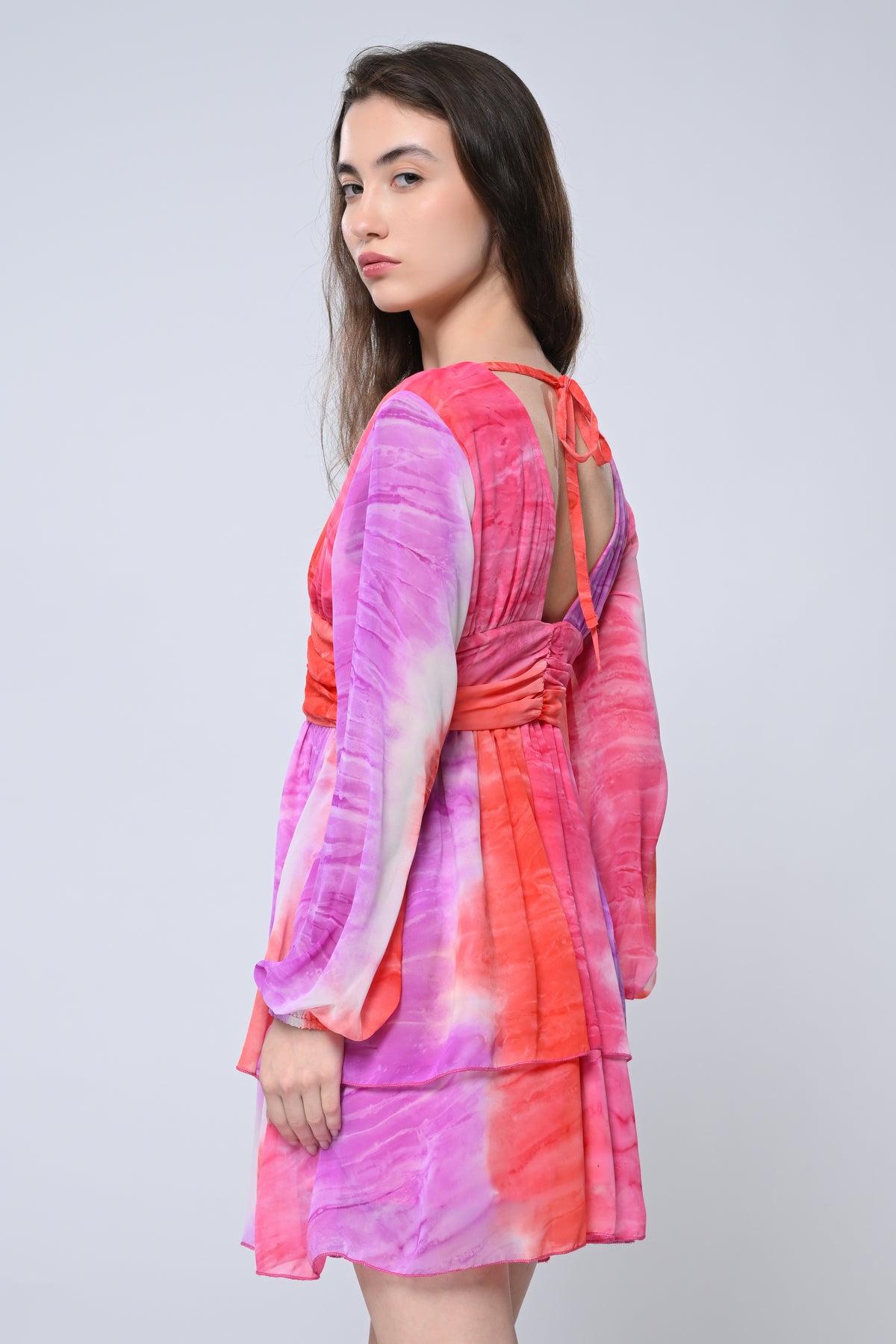 Sunset Tie-Dye Flared Dress