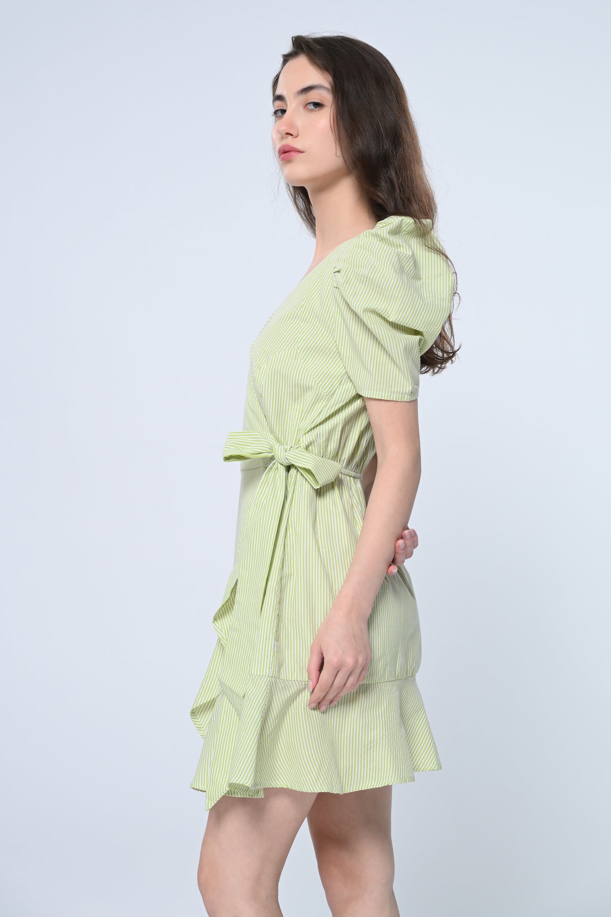 Puff Sleeve Wrap Dress