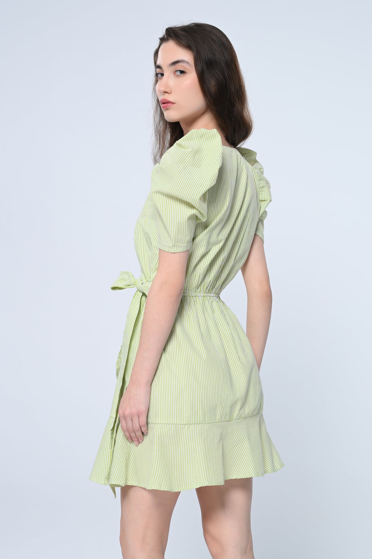Puff Sleeve Wrap Dress
