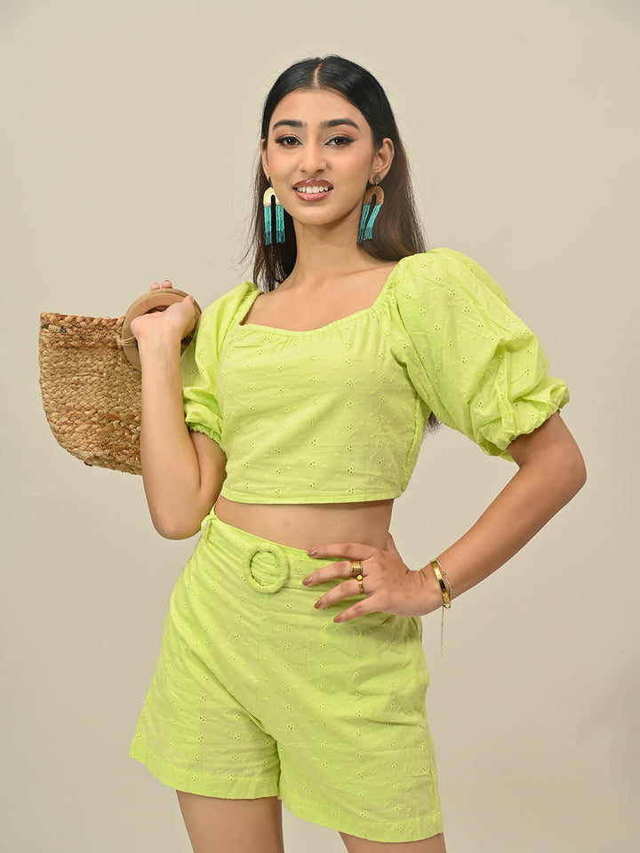 GREEN SCHIFFLI CO-ORD SET