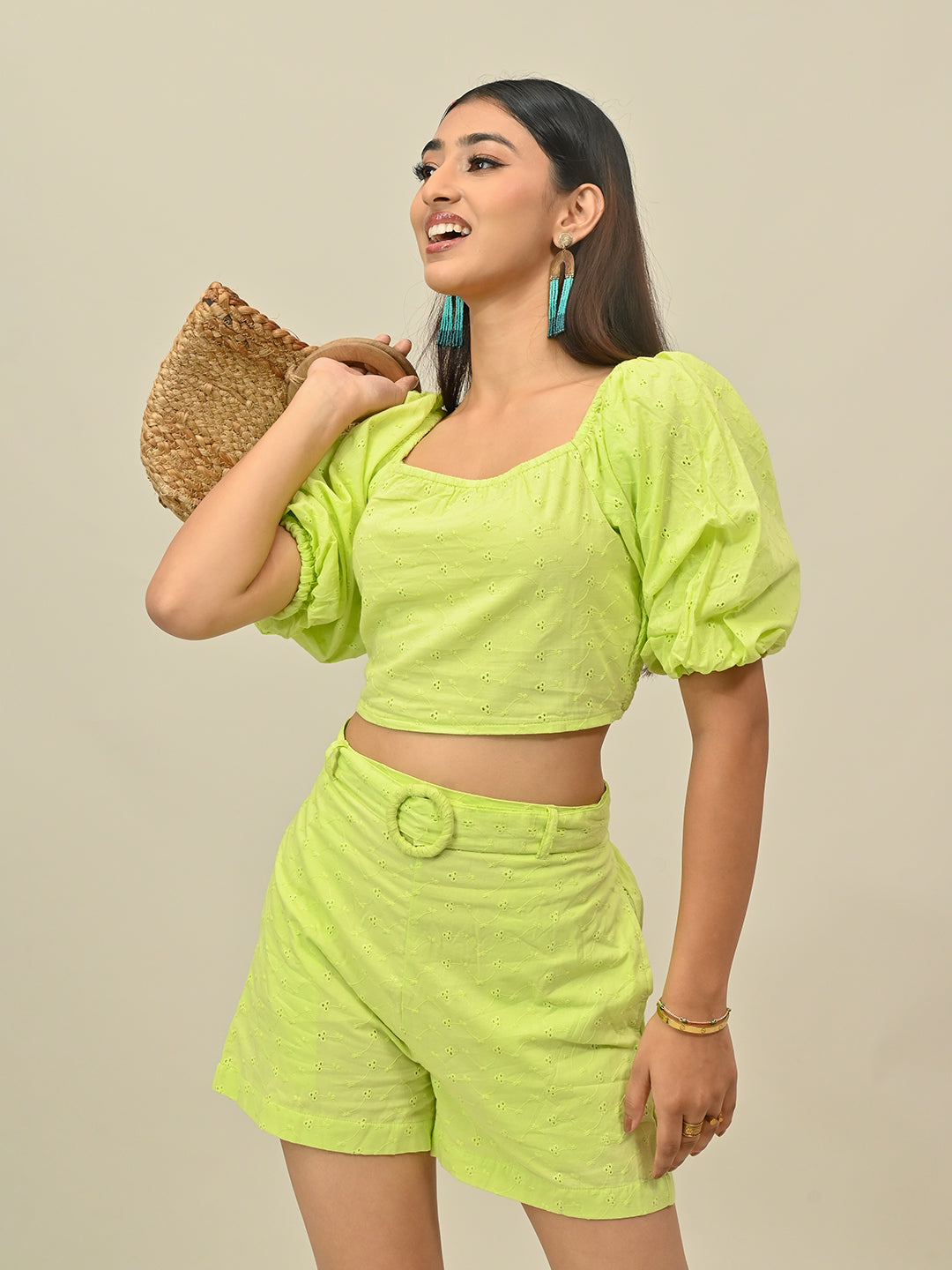 GREEN SCHIFFLI CO-ORD SET