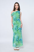 Ocean Breeze Ruched Maxi Dress