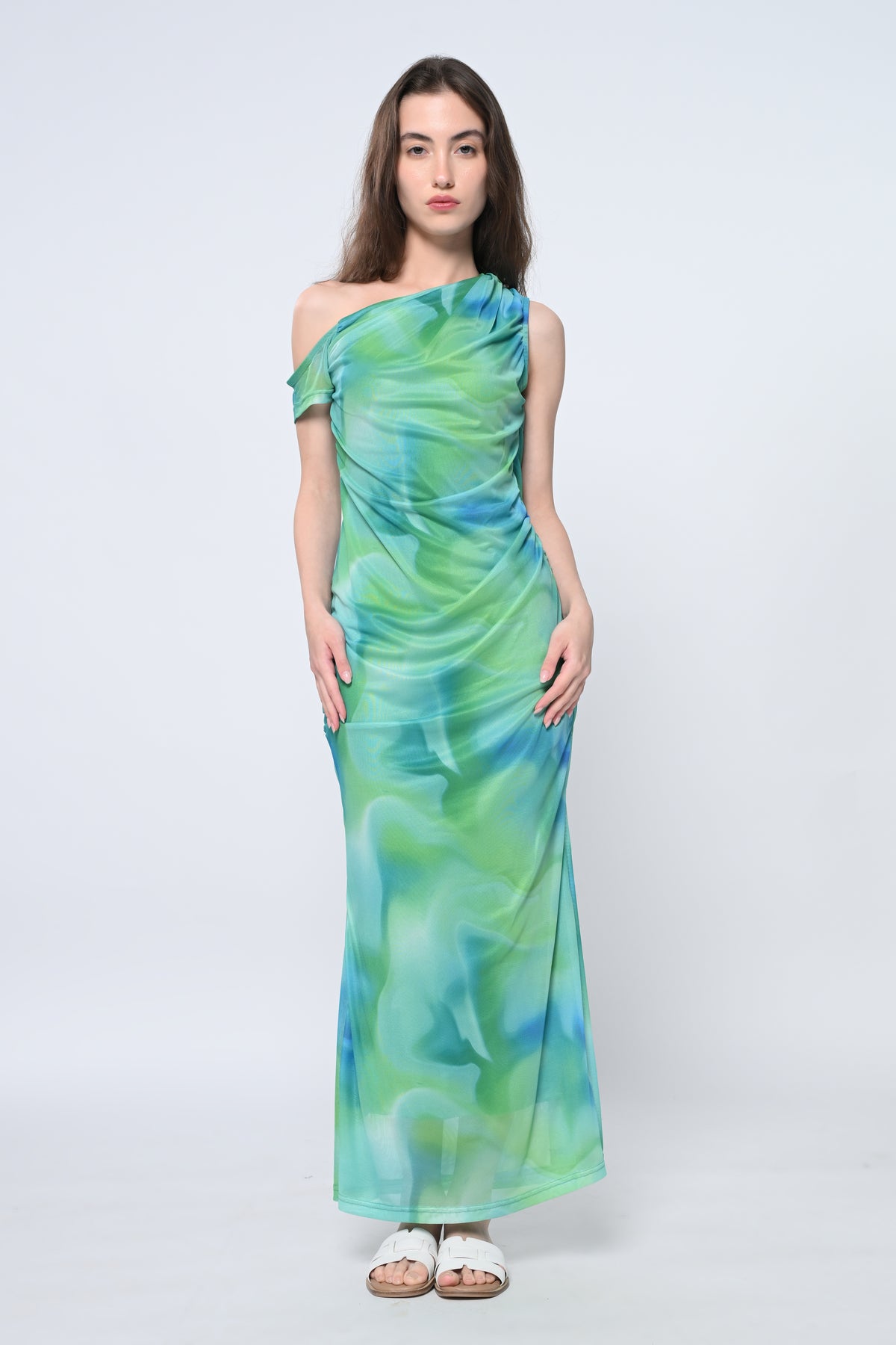 Ocean Breeze Ruched Maxi Dress