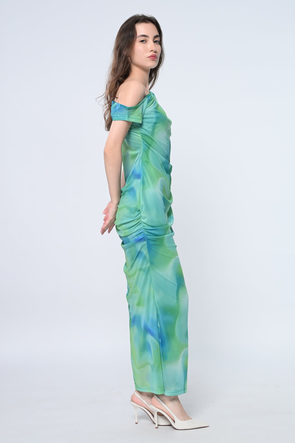 Ocean Breeze Ruched Maxi Dress