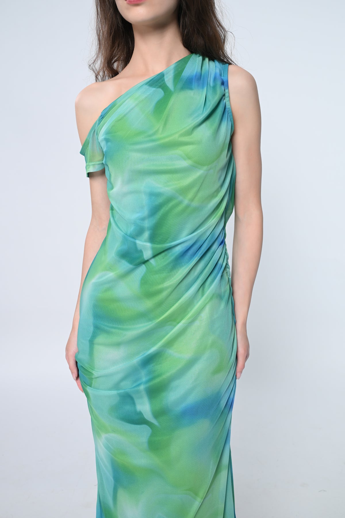 Ocean Breeze Ruched Maxi Dress