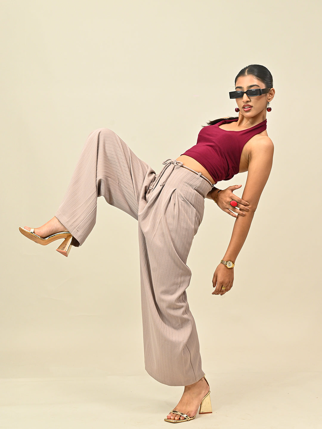 Beige Drawstring Pant