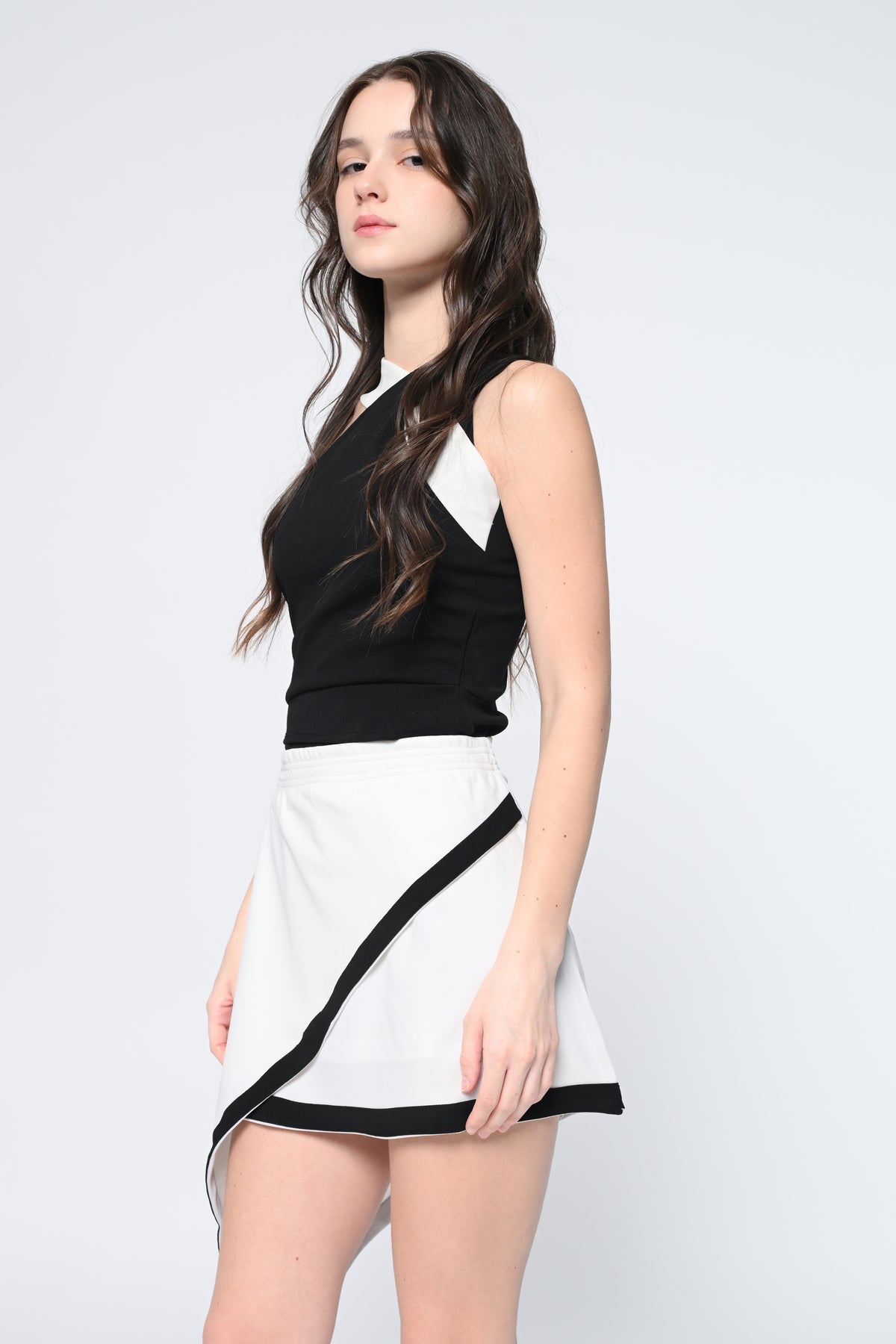 Asymmetrical Black & White Co-ord Set