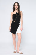 Asymmetrical Top & Black-White Skirt Co-Ord Set