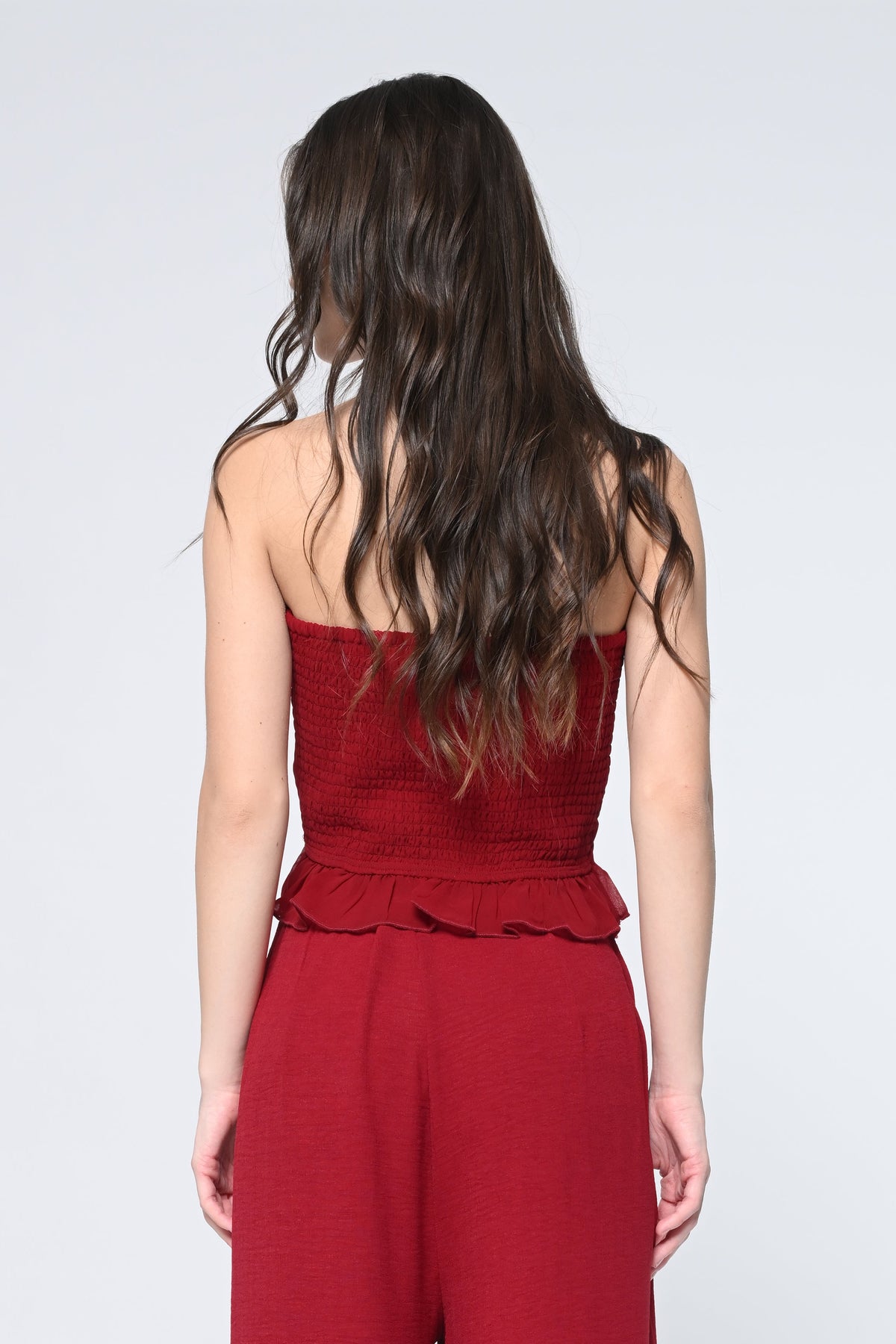 Maroon Halter Neck Crop Top