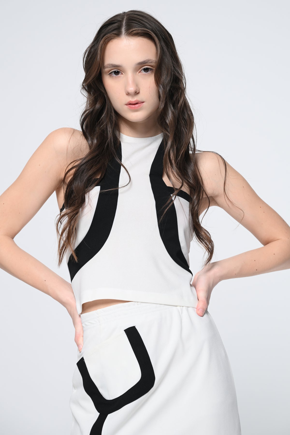 White Halter Neck Crop Top
